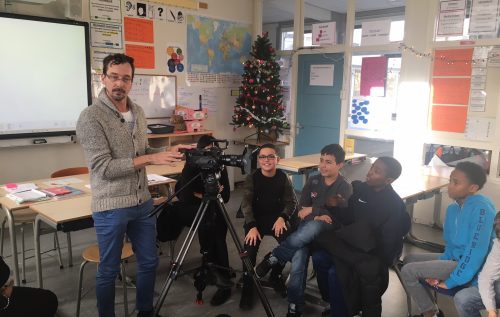 Waalse School Groepen 7 en 8 krijgen les in cameratechnieken