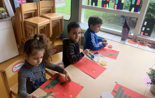 Waalse School Kerstboom maken in groep 1b